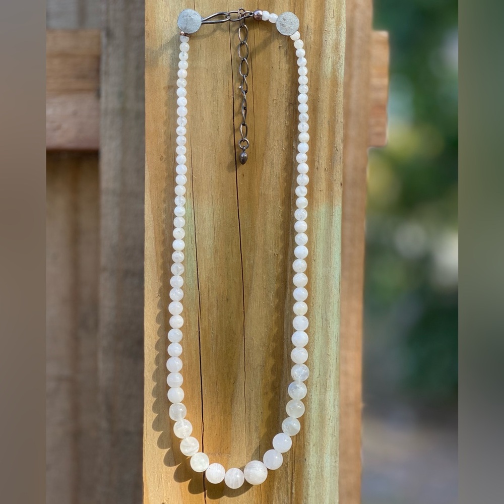 J King moonstone bead adjustable necklace with sterling silver closure